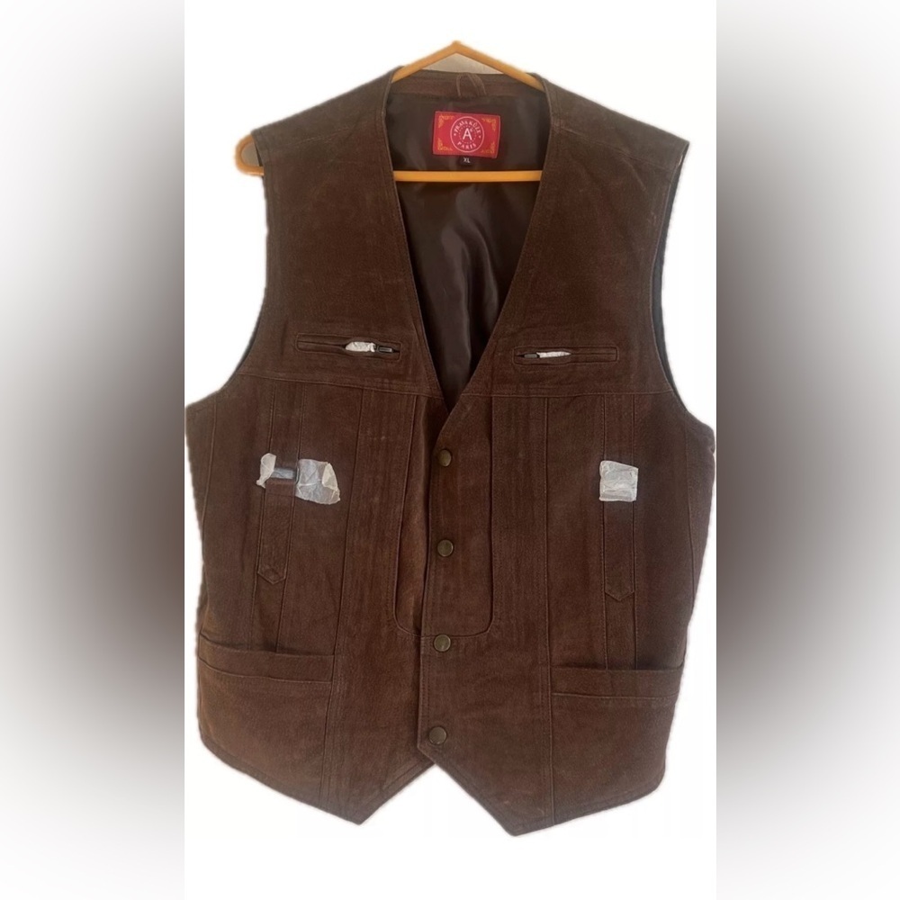 PRAVA KUZE Vest Women  Small Suede Leather Western Cowboy Motorcycle Lined Brown